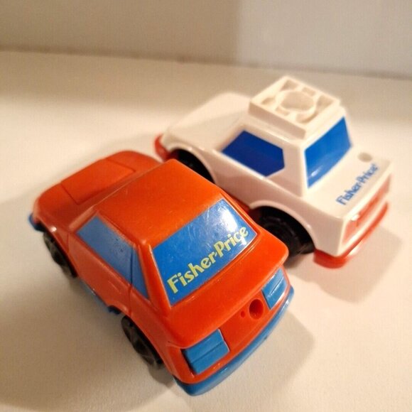 Fisher Price Flip Track Rail Ambulance & Red Blue Car 1992 3" Replacement Lot - Picture 8 of 9